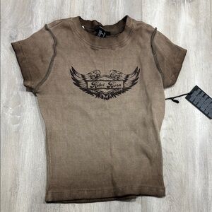 Forever 21 Brown Graphic Crop Top